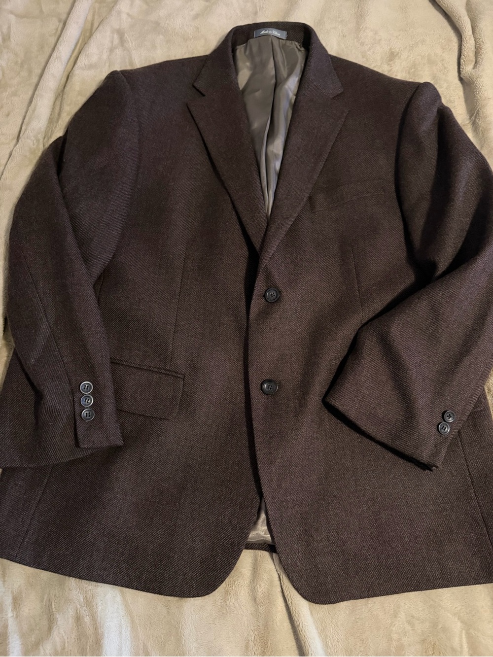 Oscar de la Renta 100% Wool Brown Two Button Suit Blazer 44S